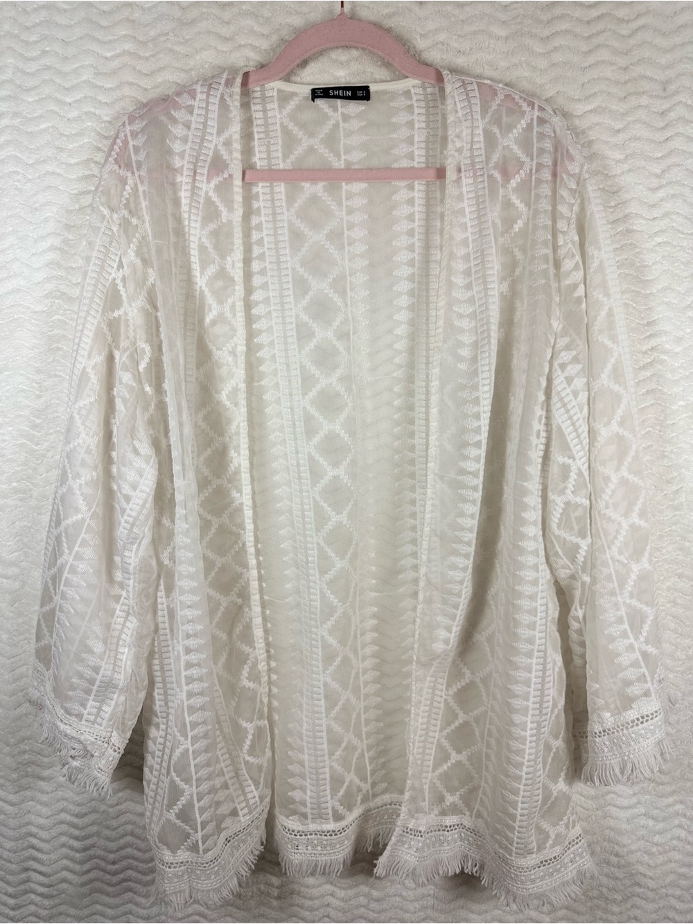 SHEIN White Textured Embroidered lace cover up. So cute 🥰